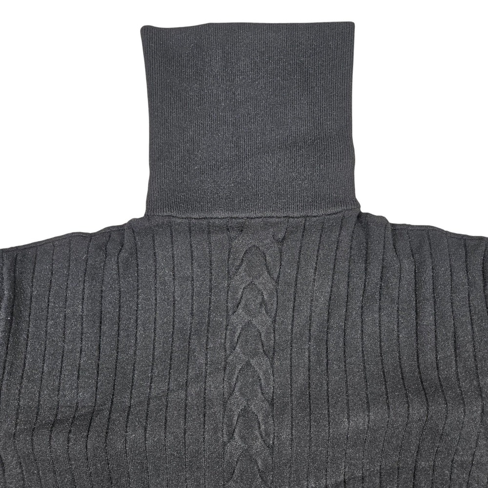 Area Stars Black Shimmer‎ Ribbed Cable Knit Quarter Zip Sailor Collar Sweater S - Picture 4 of 10